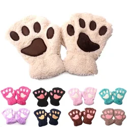 Guantes infantiles kawaii de pata de gato, medio dedo cálidos