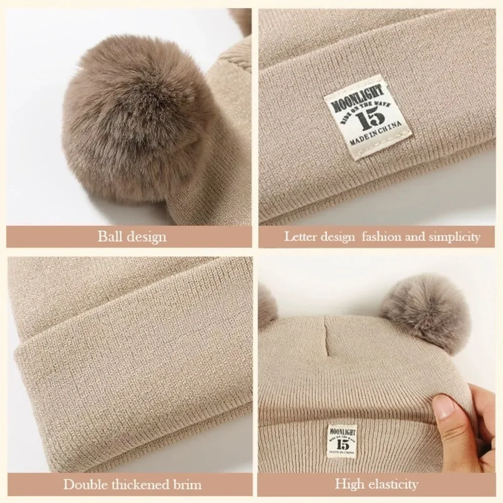 Gorro de lana de invierno para bebé con pompón y color liso unisex - imagen 4