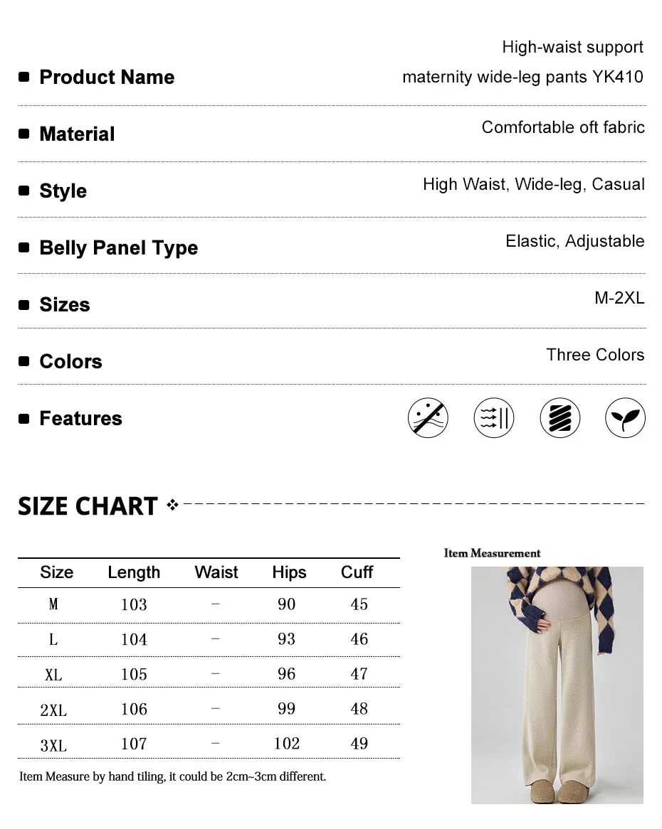 Pantalones premamá de pierna ancha con cintura elástica - imagen 4