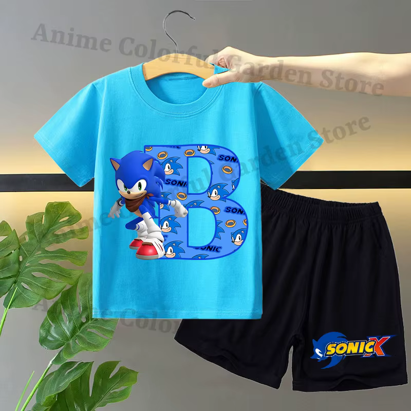 Conjunto infantil de camiseta y pantalón corto Sonics anime veraniego - imagen 3
