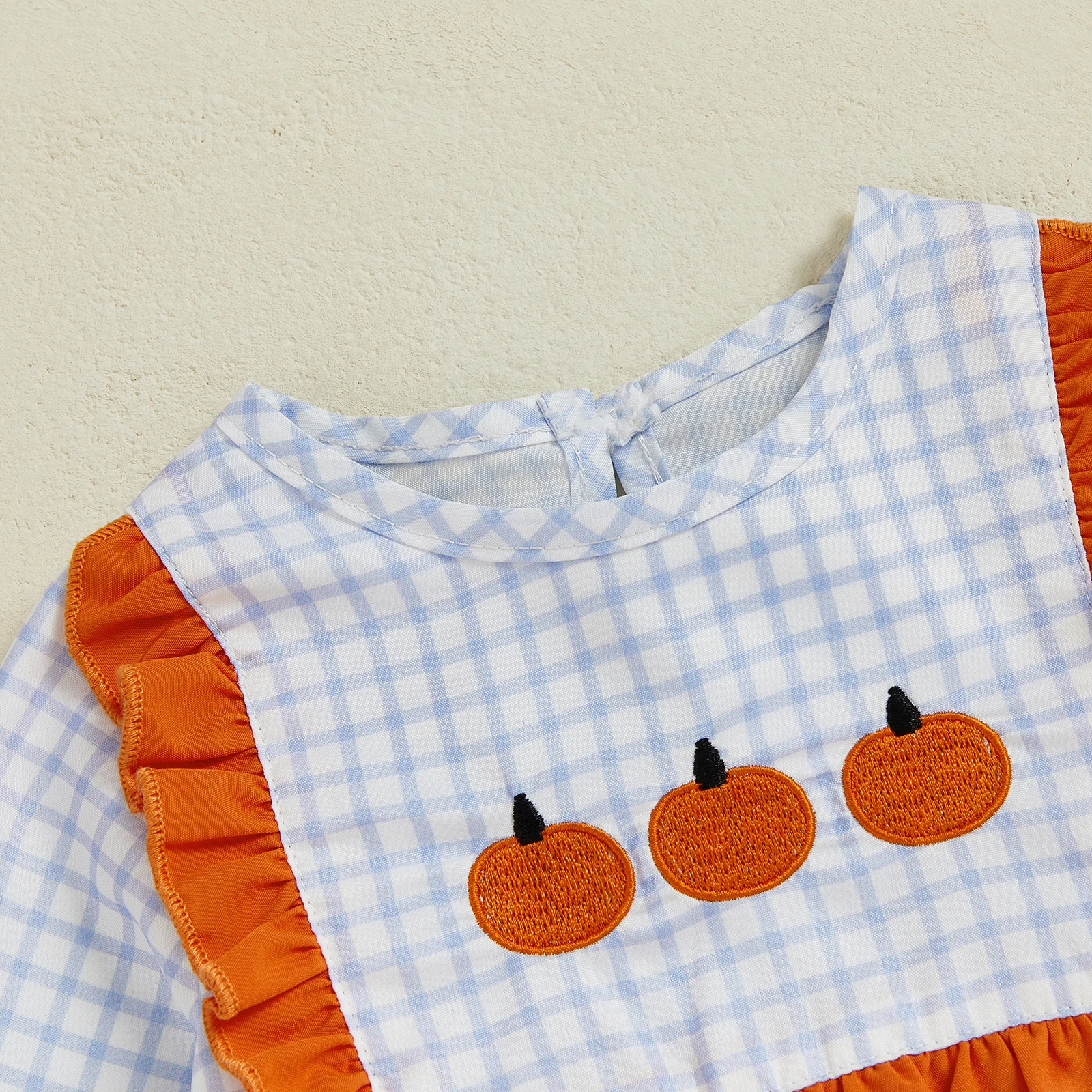 Body bebé de calabaza bordada, manga larga y cuello redondo casual - imagen 3