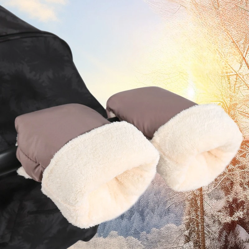 Manoplas para cochecito impermeables con forro polar grueso invierno - imagen 3