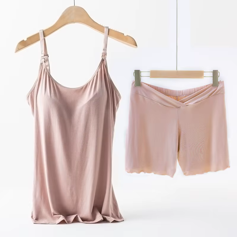 Conjunto pijama de lactancia Modal sin mangas para embarazadas - imagen 4