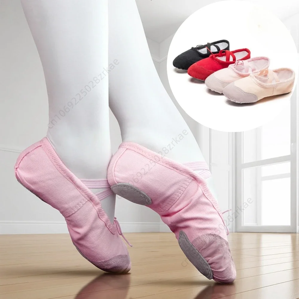 Zapatos de ballet en lona con suela dividida para niñas y niños