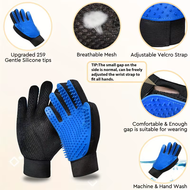 Guantes de silicona para eliminar pelo y masajear mascotas - imagen 4