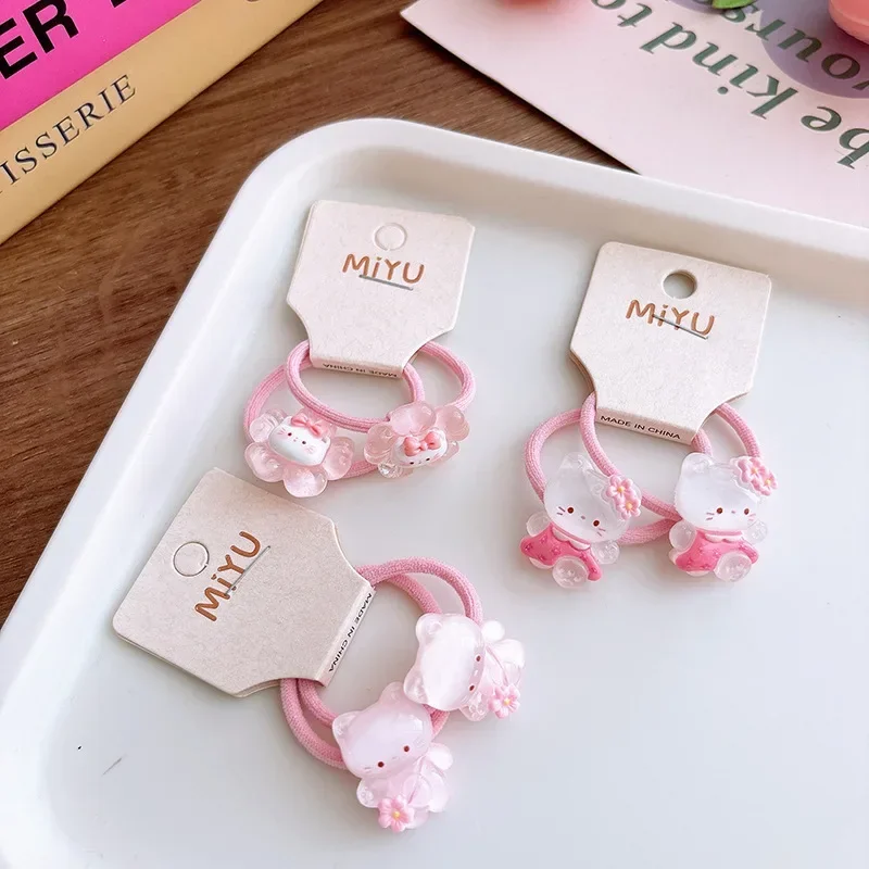 Banda elástica para el pelo rosa con gatito animado Transparente - imagen 2