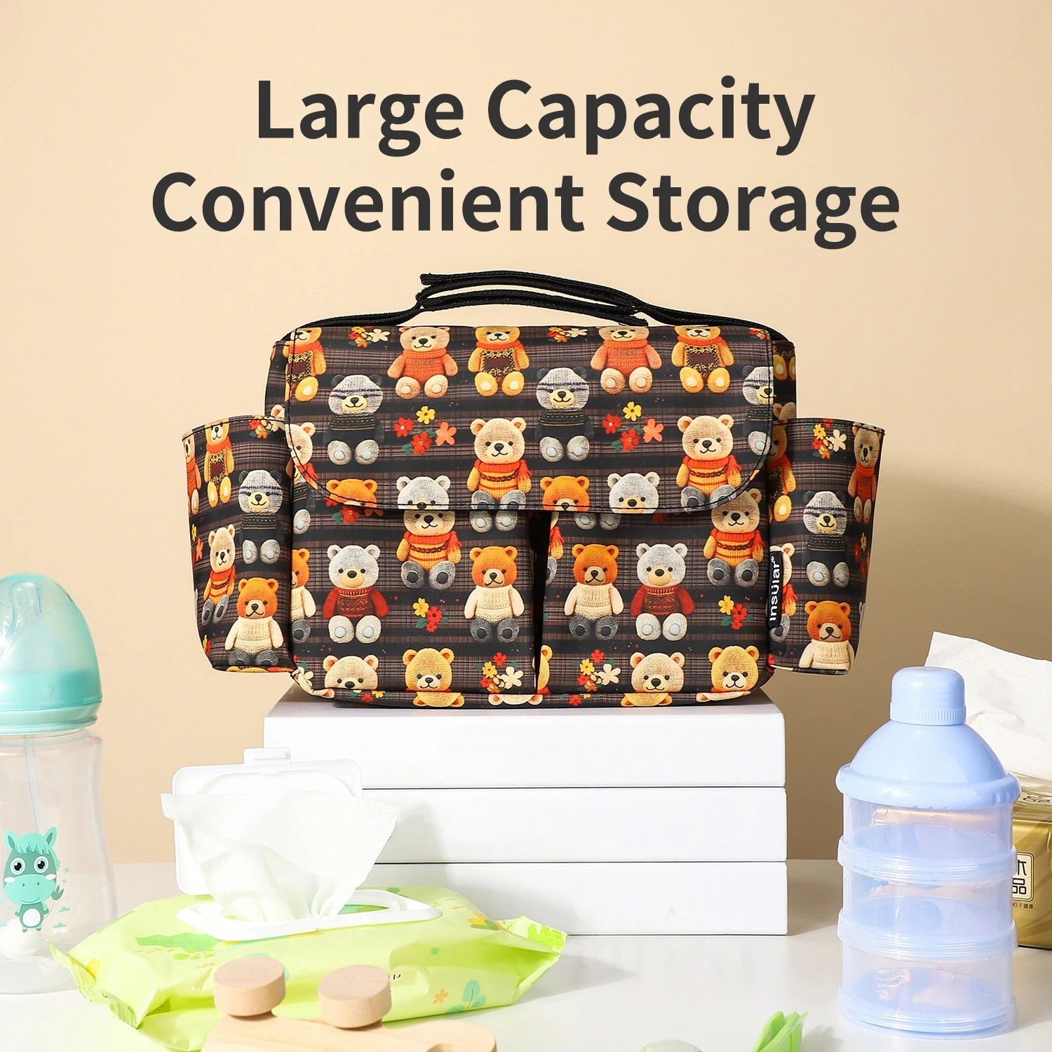 Bolsa para cochecito impermeable con colgante de gran capacidad - imagen 3