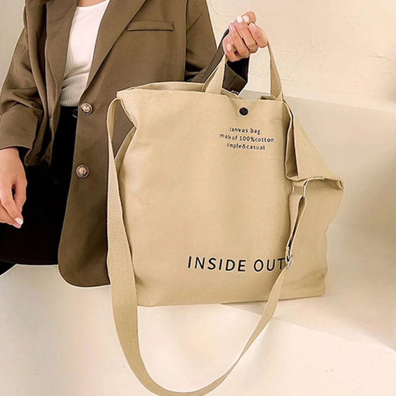 Bolso de lona gran capacidad para mujer, ideal en compras y libros - imagen 4