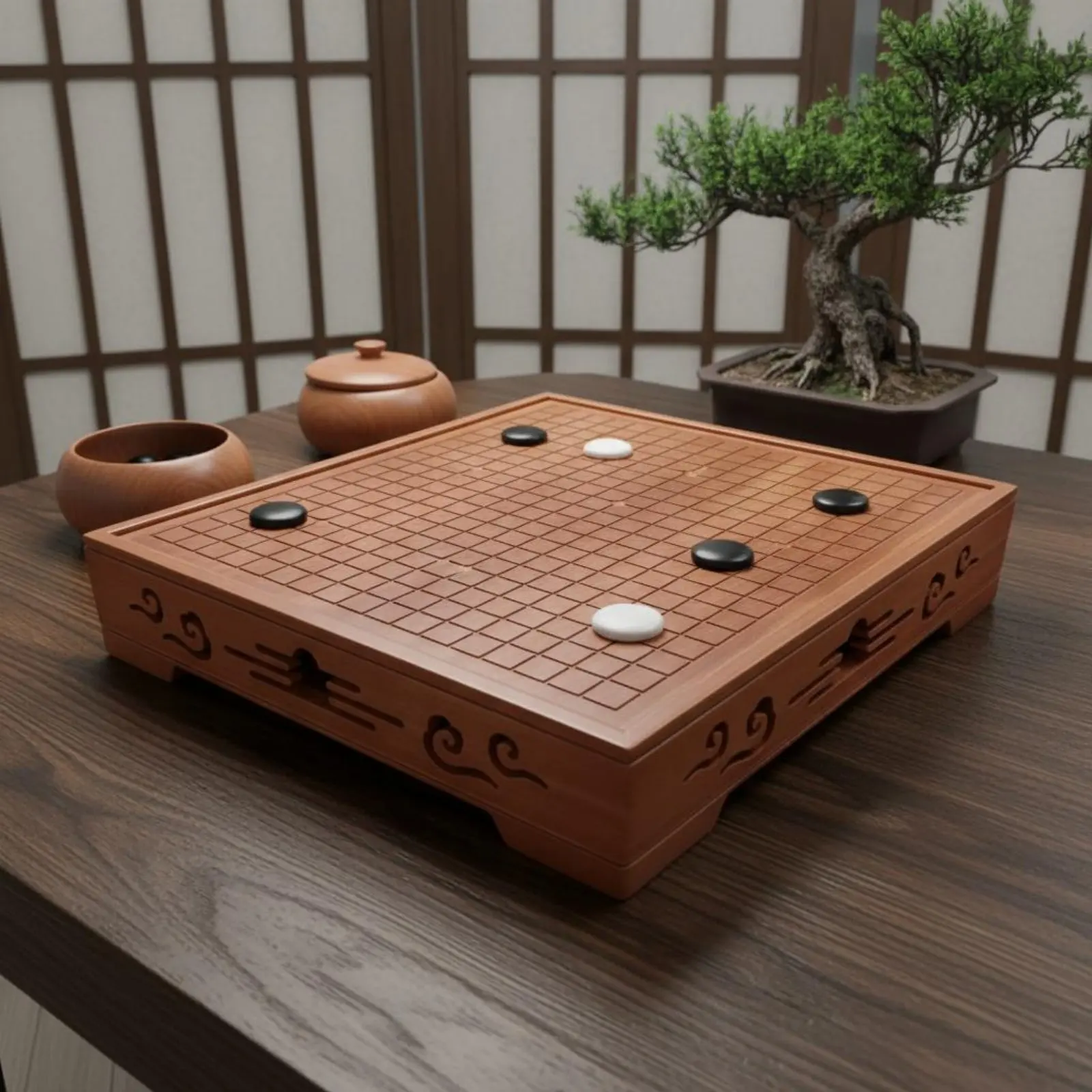Juego de ajedrez y Go en madera maciza tradicional para adultos mesa