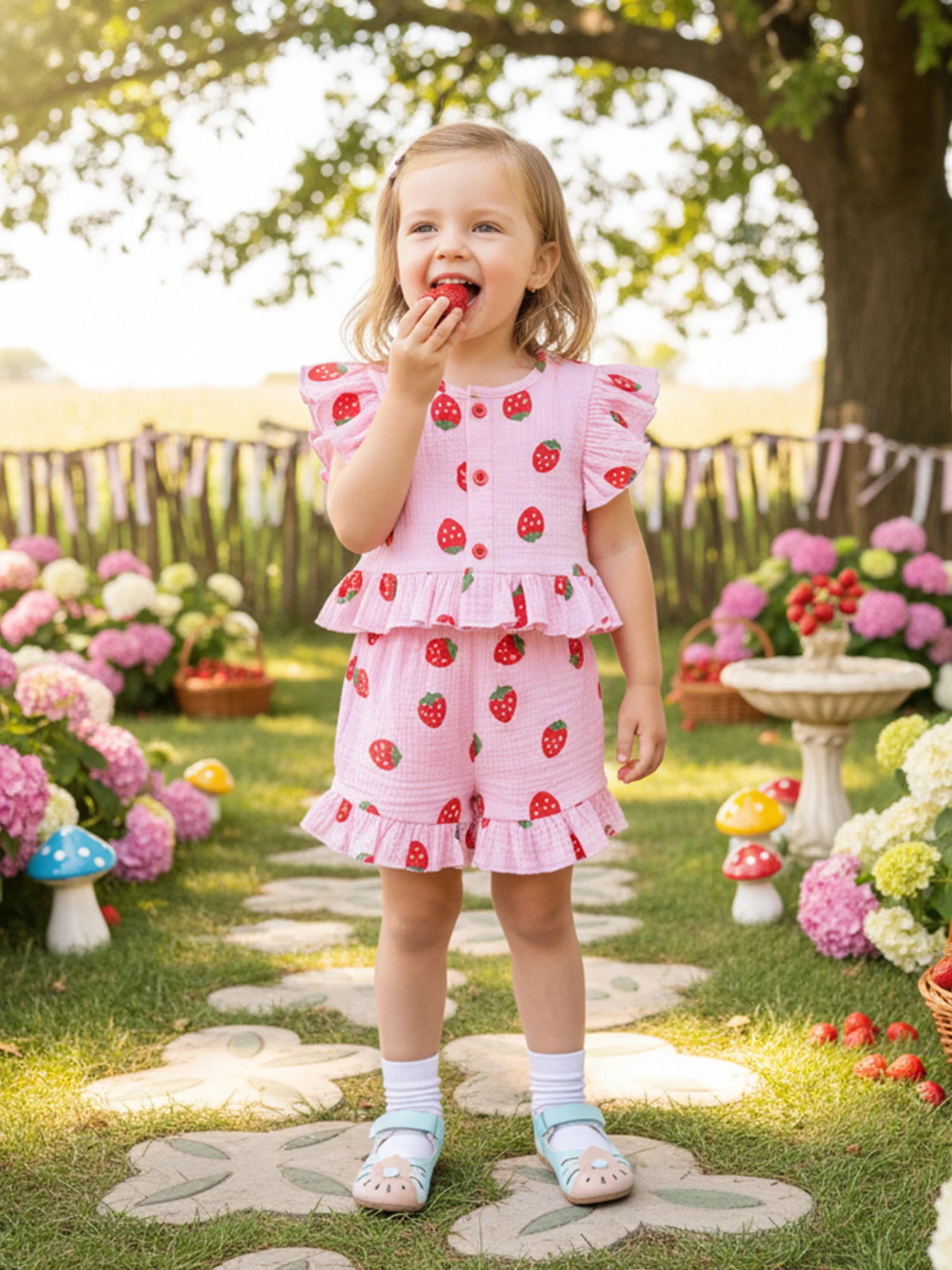 Niña con conjunto verano strawberry