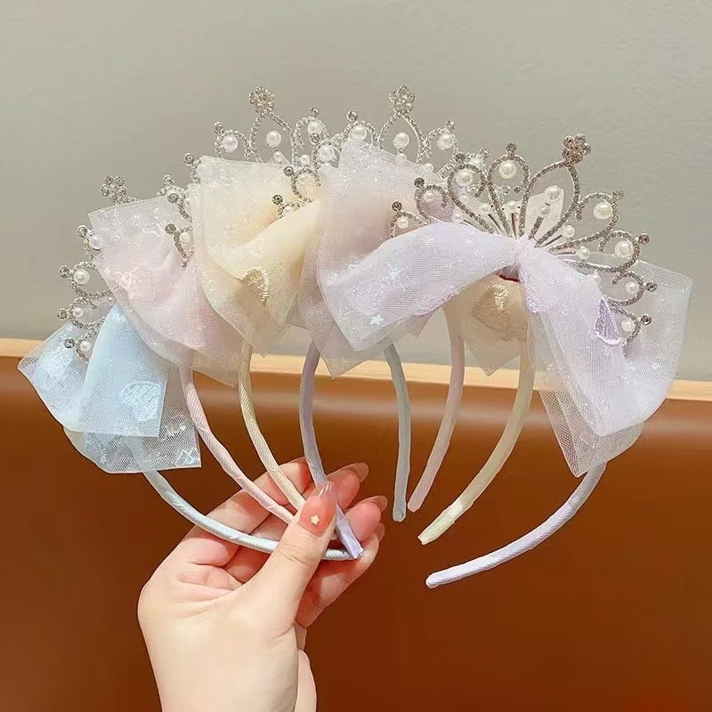 Diadema de princesa con pedrería y lazo para niñas - imagen 3