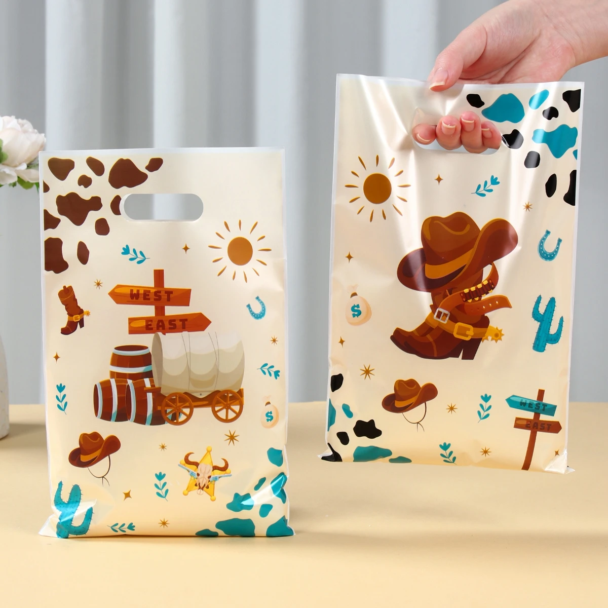 Bolsa regalo colgante vaquera para cumpleaños infantil
