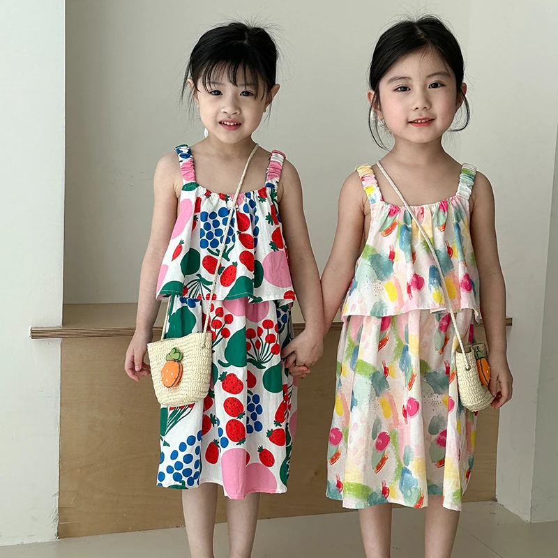 Vestido sin espalda de verano con tirantes para niñas y niños - imagen 2