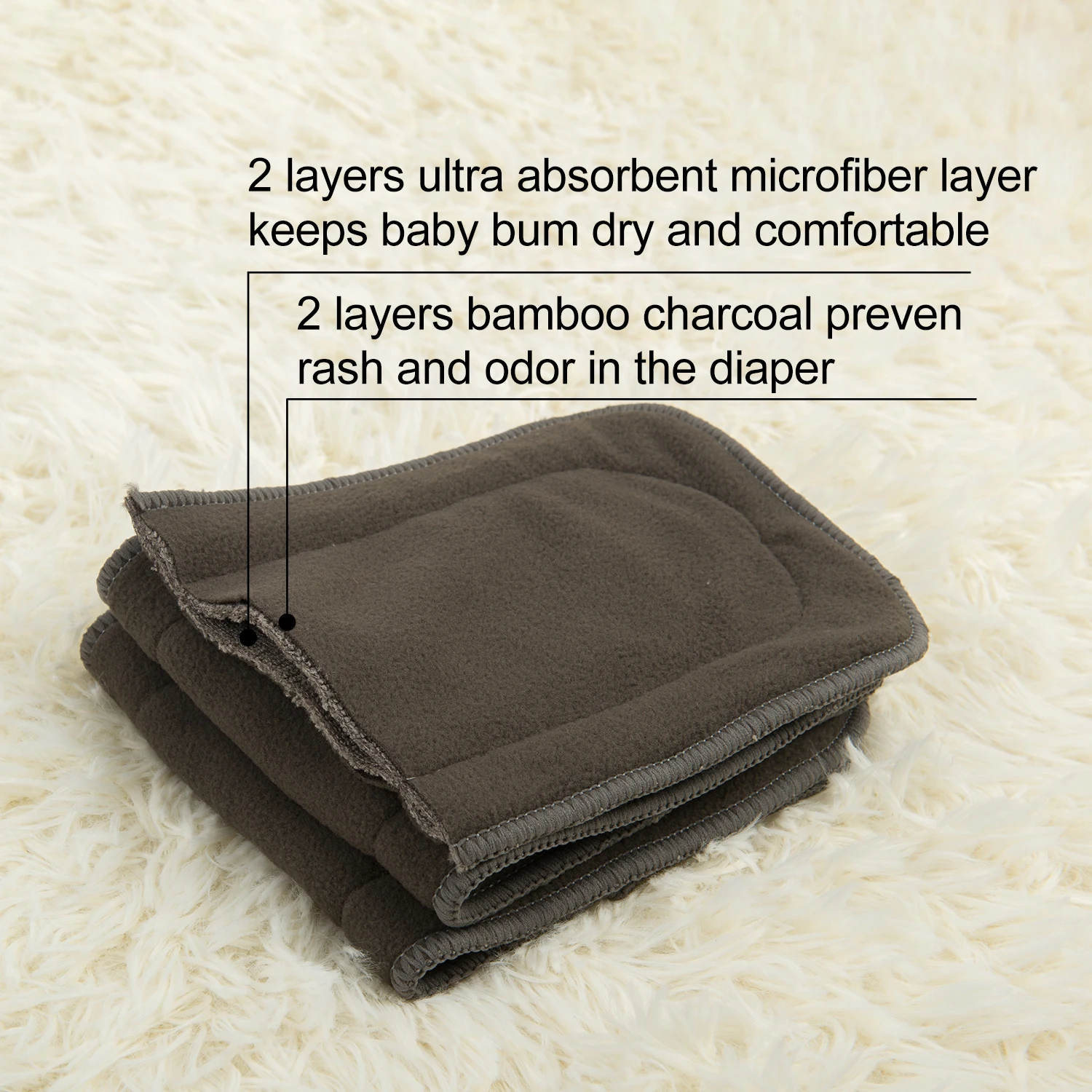 ALVABY Inserto absorbente de carbón de bambú para pañal reutilizable