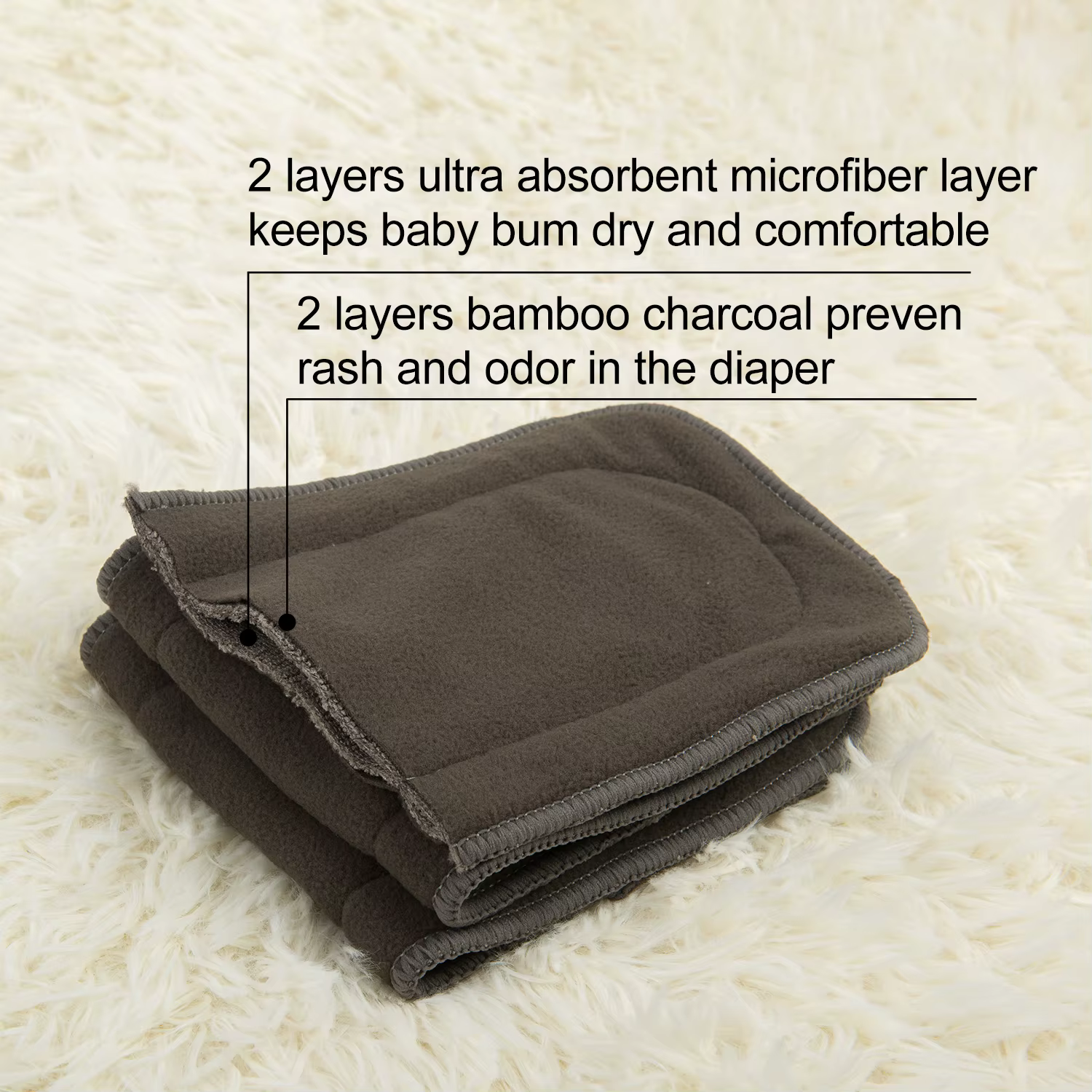 ALVABY Inserto absorbente de carbón de bambú para pañal reutilizable