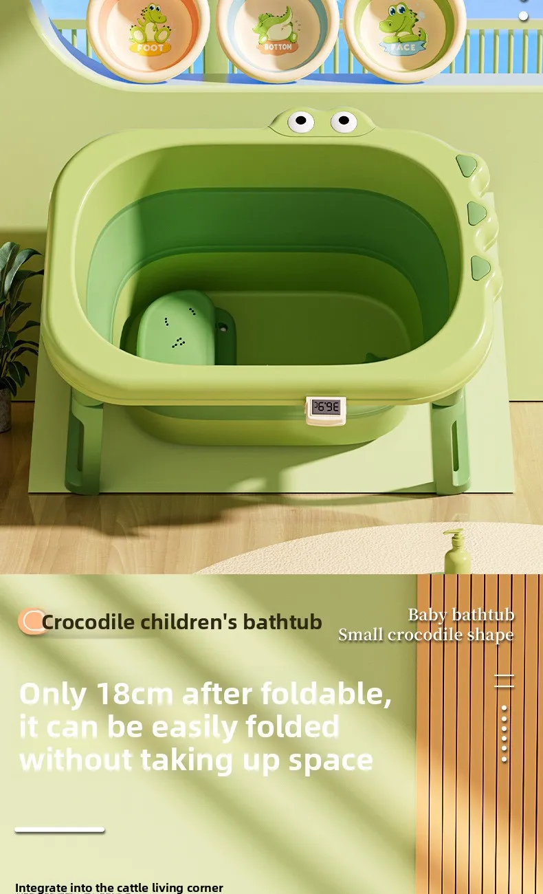 Bañera plegable para bebé con dibujos animados de baño - imagen 3