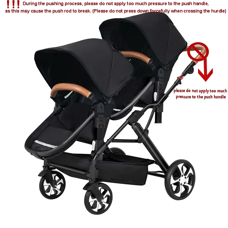 Cochecito gemelar plegable en configuración lado a lado