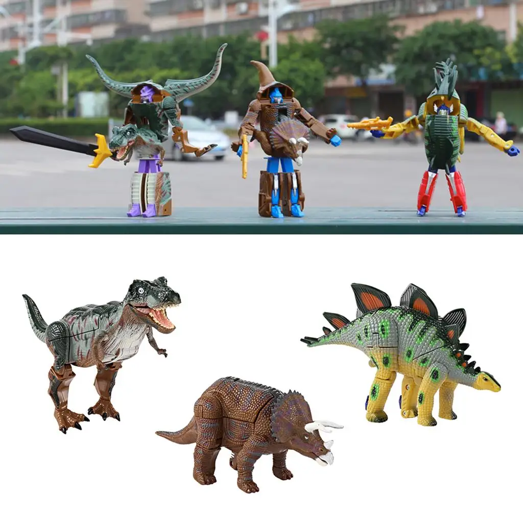 Juguete dinosaurio transformable tipo robot de plástico para niños - imagen 2