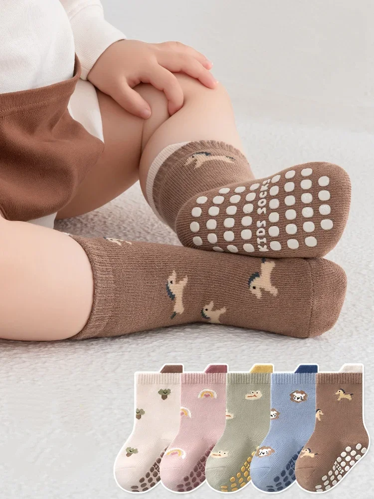 Calcetines infantiles antideslizantes con diseño de dibujos