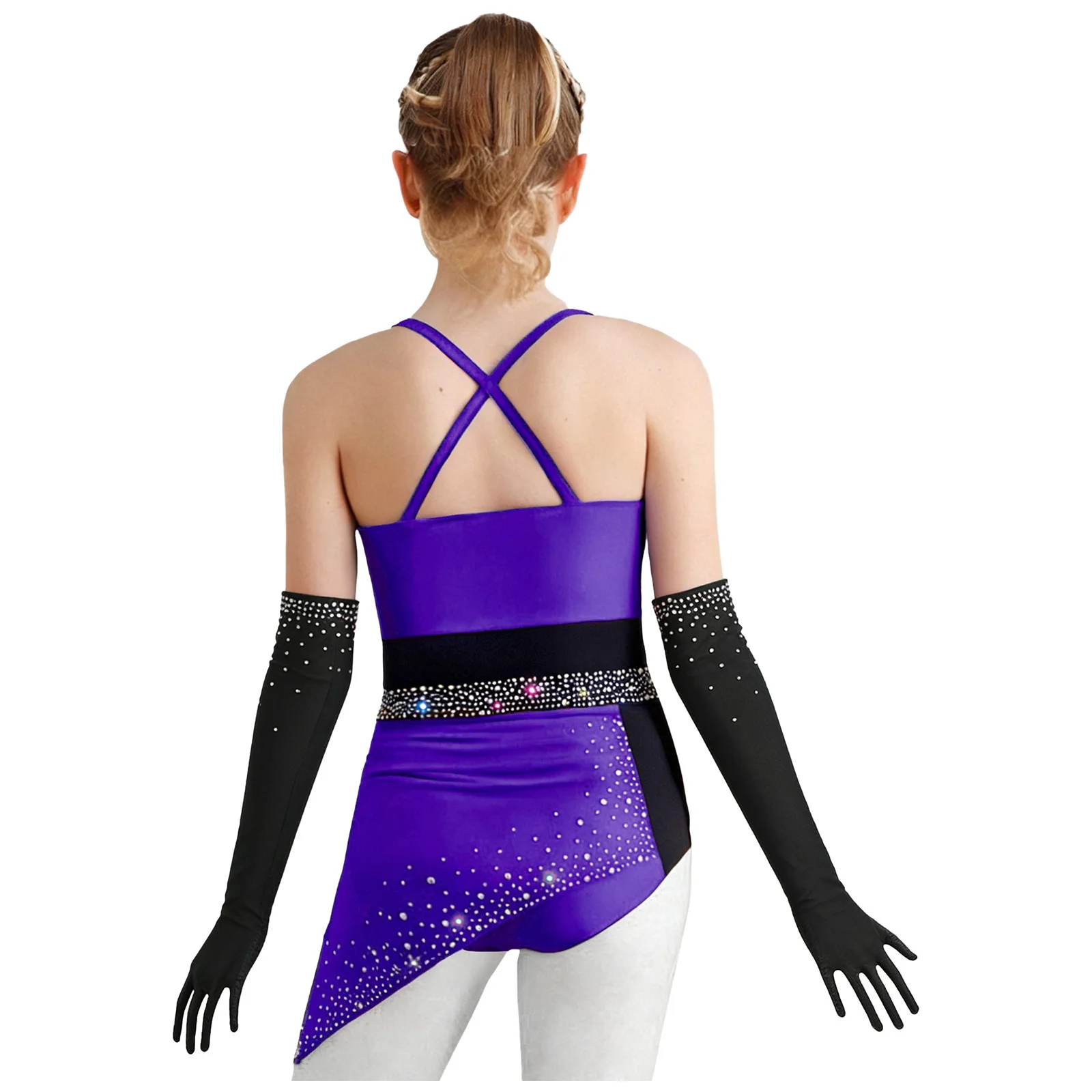 Vestido de baile latino para niñas con pedrería brillante