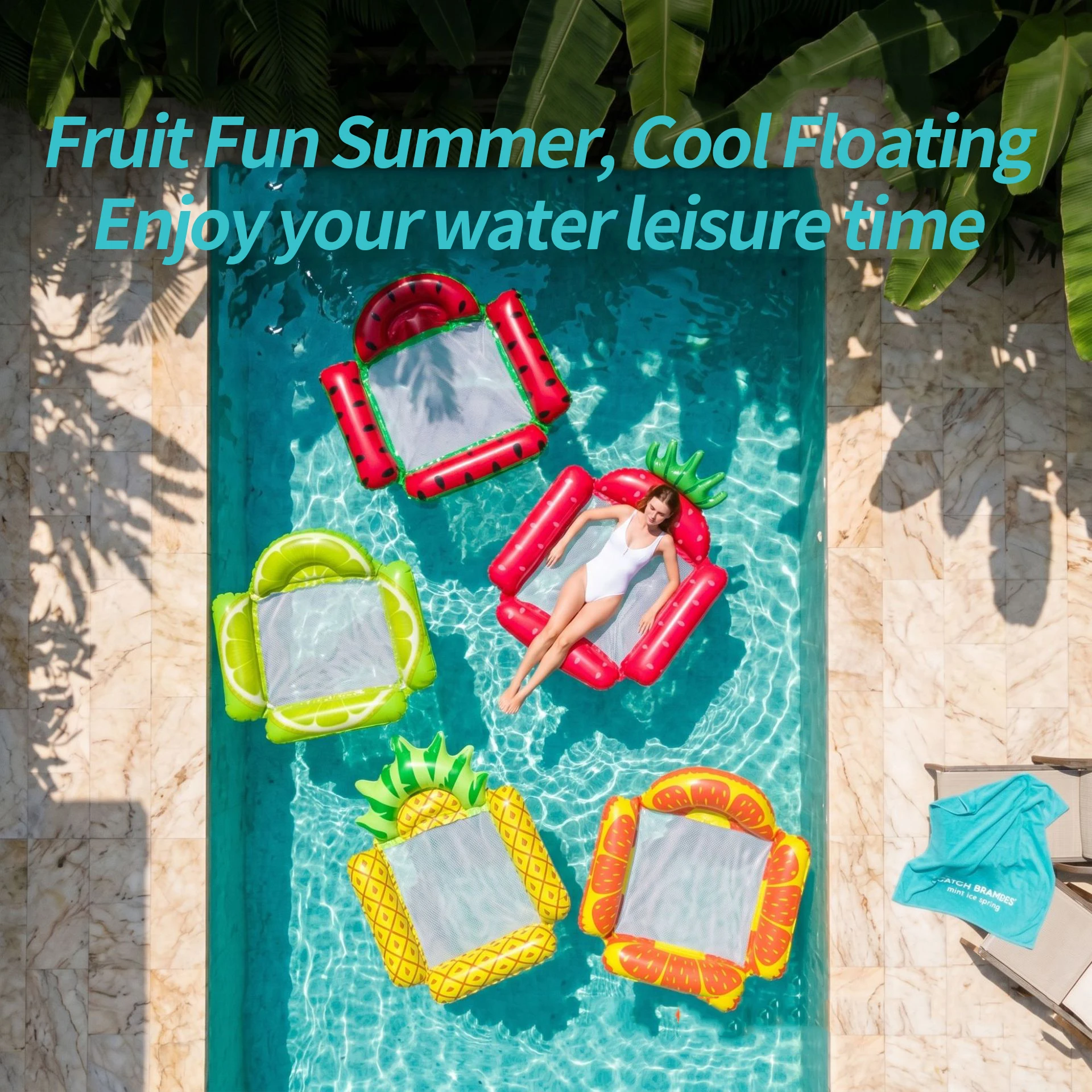 Flotador inflable para piscina y playa con respaldo de malla - imagen 5