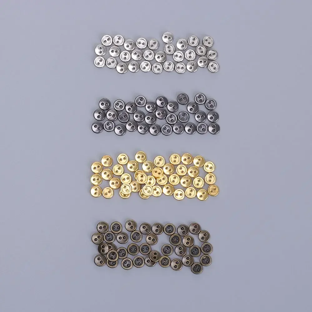 Botones de metal en miniatura para muñecas - hechos a mano, 3-5 mm