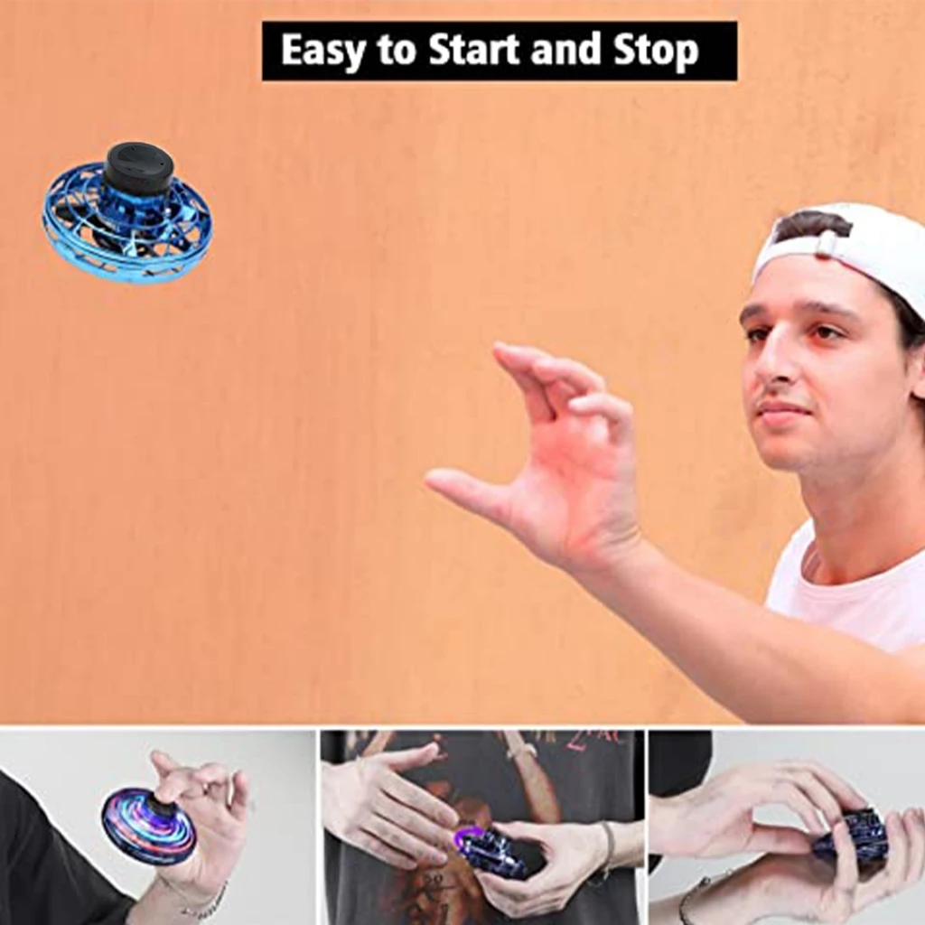 Mini dron de juguete LED OVNI con giro y vuelo para regalo - imagen 5
