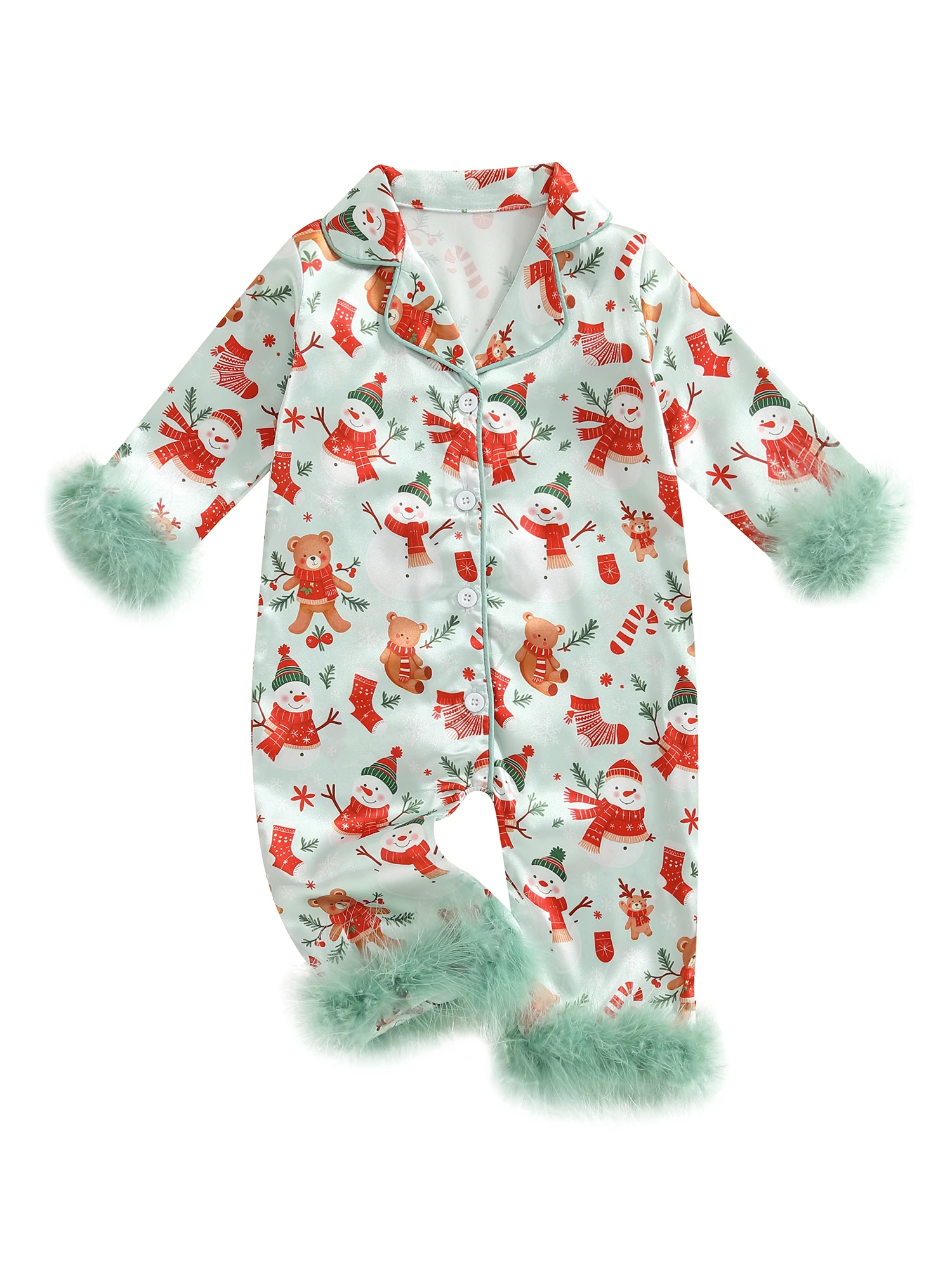 Pelele de Navidad con estampado de Papá Noel y botones