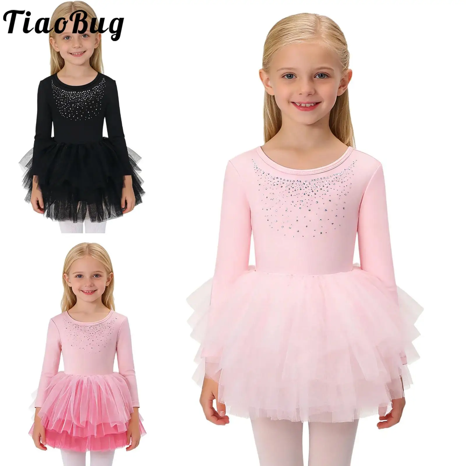 Vestido de ballet con tutú de tul y pedrería para niñas - imagen 4