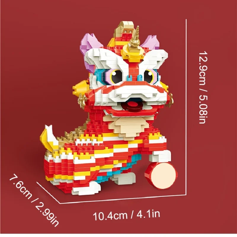 Bloques de construcción creativos - Juguete de danza del león en miniatura - imagen 5