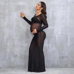 Vestido de malla para fotografía de maternidad – Transparente elástico
