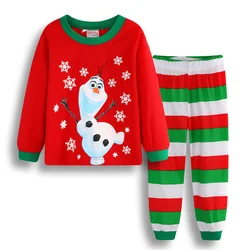 Conjunto de ropa de Navidad para niños de dos piezas con manga larga y dibujos animados