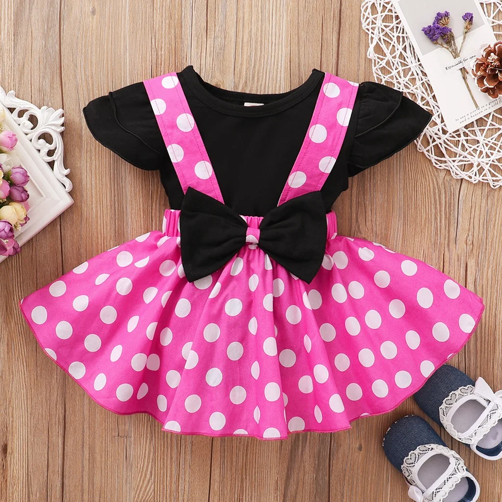 Vestido de lunares con top negro y falda tirantes niña - imagen 3