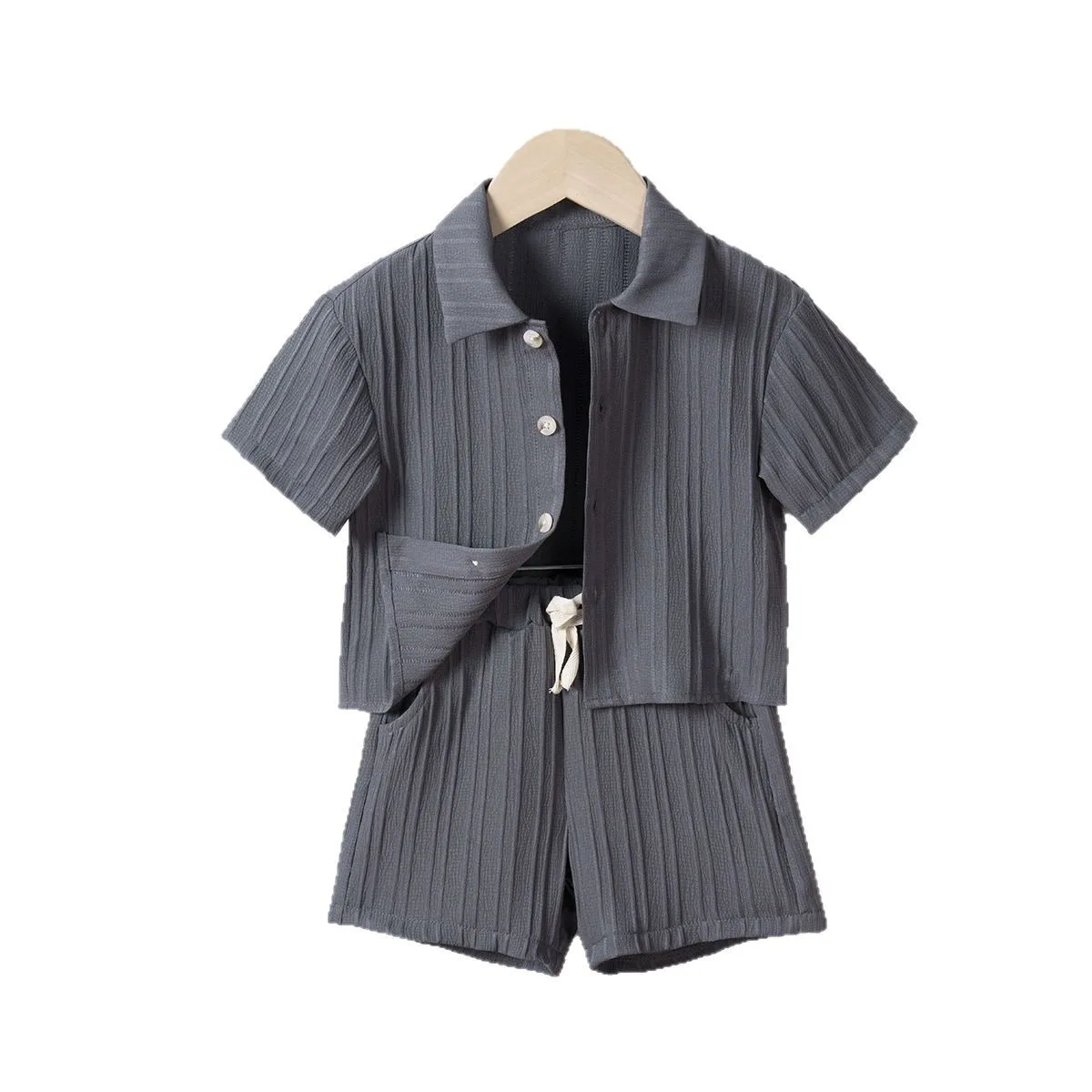Conjunto de verano niño camisa manga corta con solapa y pantalón corto - imagen 2