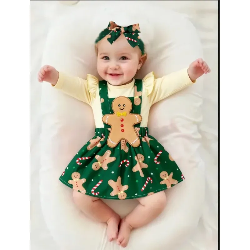 Conjunto navideño de falda y mameluco para recién nacido otoño-invierno - imagen 2