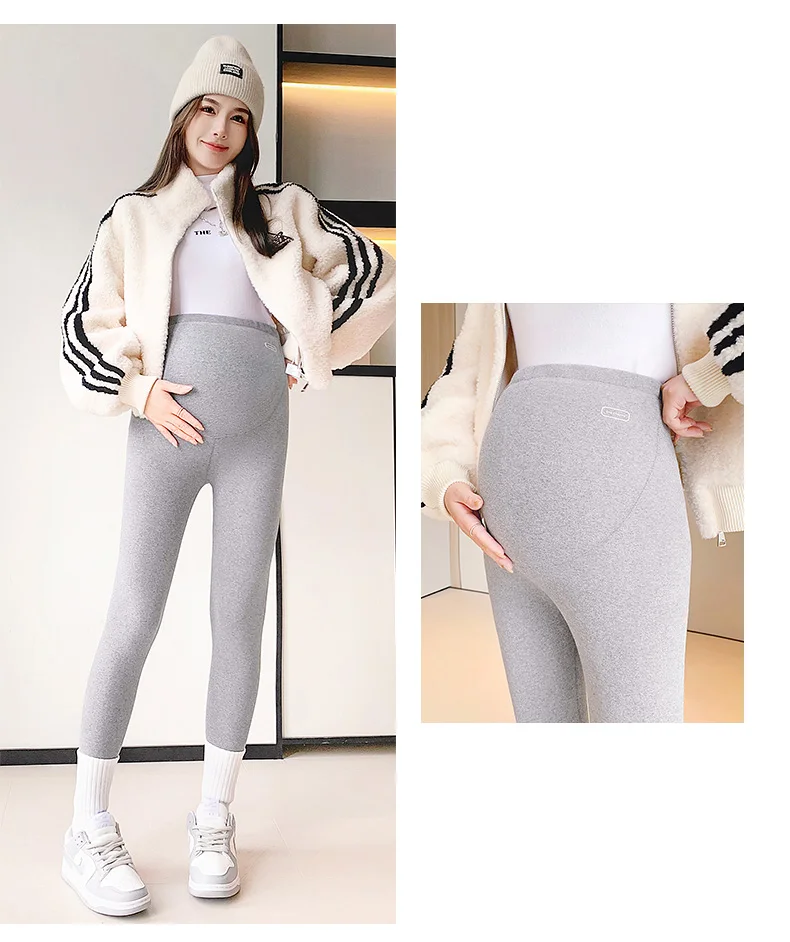 Pantalones de franela para embarazo cintura alta
