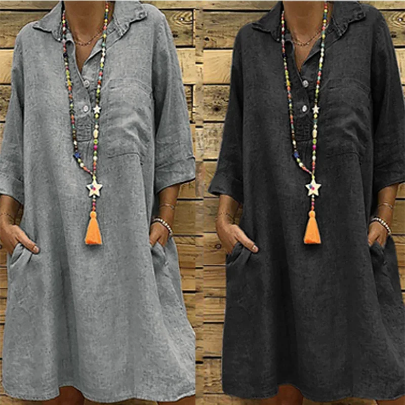 Vestido maternidad algodón verano con botones y manga corta