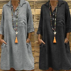 Vestido maternidad algodón verano con botones y manga corta