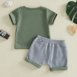 ViSgogo conjunto verano bebé camiseta letras y pantalón corto bicolor