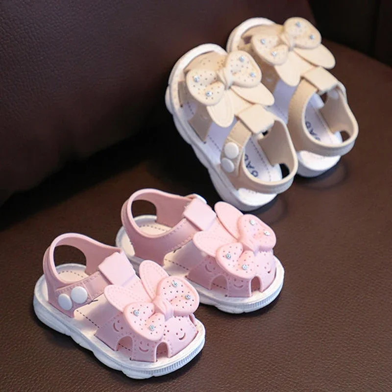 Sandalias de bebé con lazo y pedrería antideslizantes para niñas - imagen 5