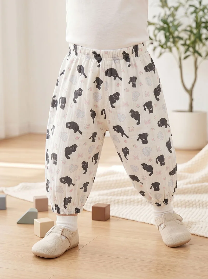 Pantalones de verano ajustados para niñas con gatos y perros