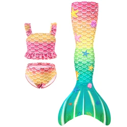 Traje de baño sirena para niñas tipo bikini princesa con estrellas