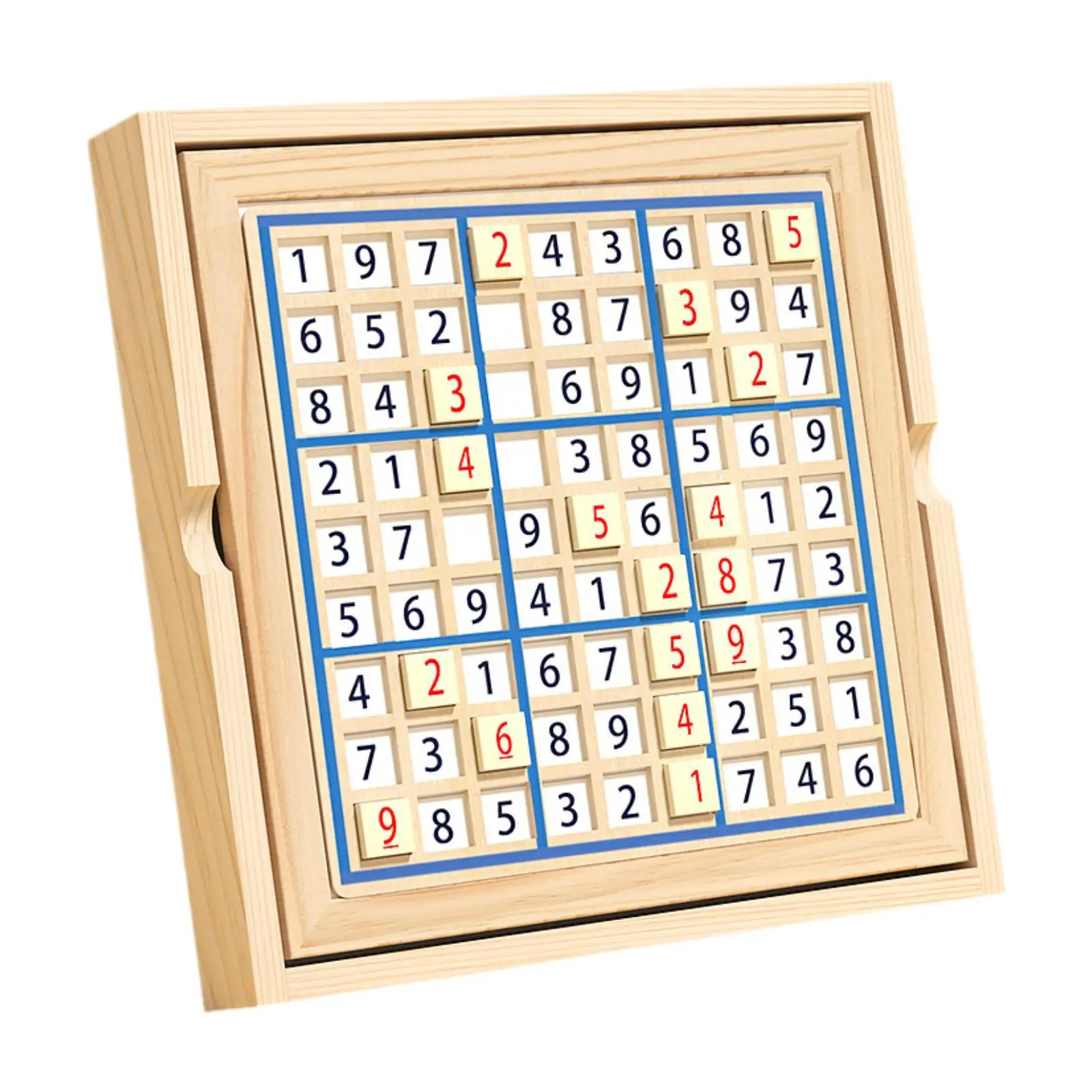 Juego de Sudoku madera educativo con fichas numéricas