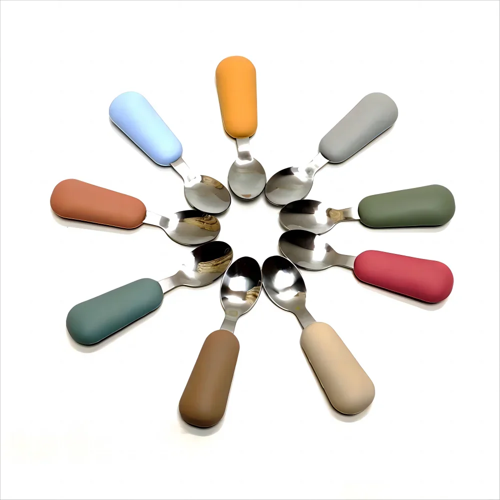 Juego de cubiertos infantiles de silicona y acero inoxidable - imagen 2