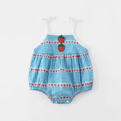 MILANCEL Body de tirantes para bebé con bordado fresa – Verano