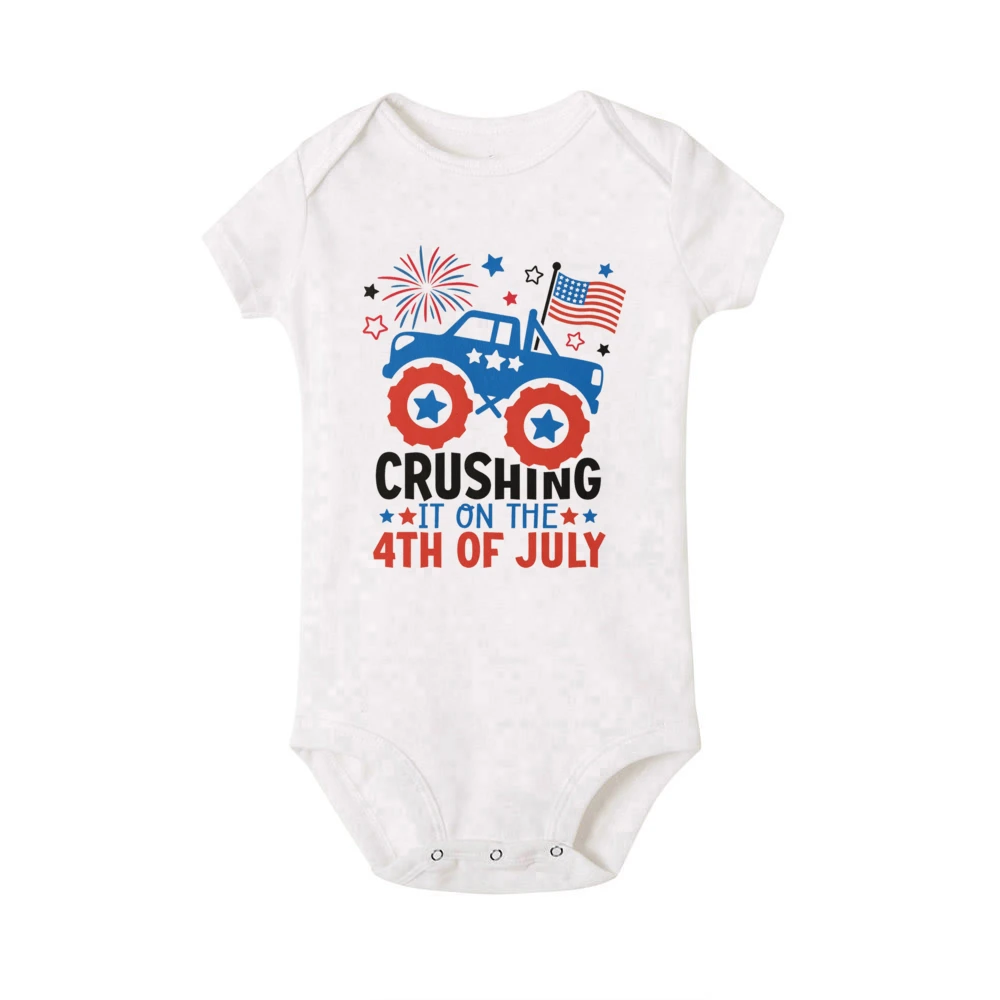 Pelele manga corta para bebé – Estampado 4 de julio unisex - imagen 3