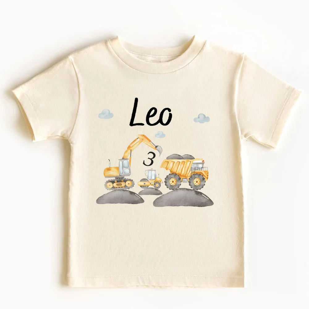 Camisa excavadora con nombre para niños – Manga corta personalizada - imagen 4