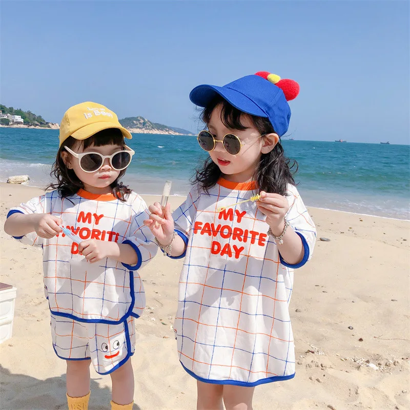 Conjunto verano para hermanos Milangel – Ropa con estampado de letras