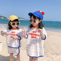 Conjunto verano para hermanos Milangel – Ropa con estampado de letras