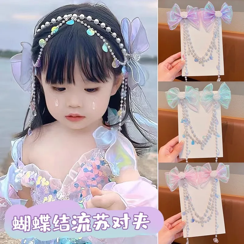 Horquilla de perlas con lazo para niña, estilo princesa - imagen 5